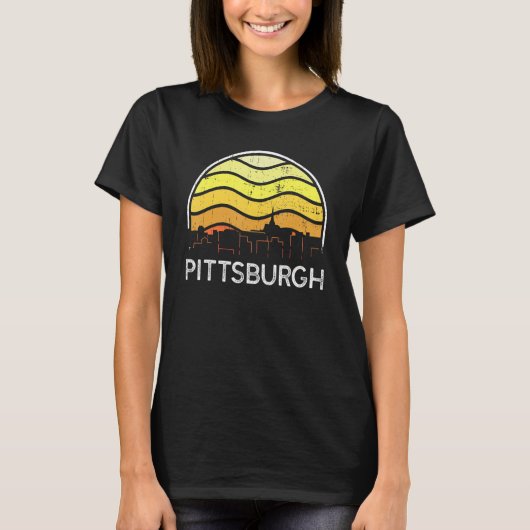T-shirt Retro Pennsylvania Pittsburgh Visitors Skyline Vin (Devant)