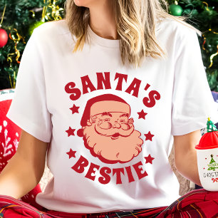 T-shirt Retro Père Noël Bestie moderne Noël des femmes