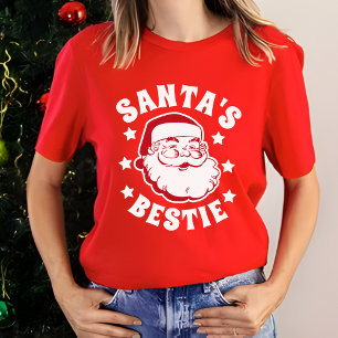 T-shirt Retro Père Noël Bestie Moderne Red femmes Noël