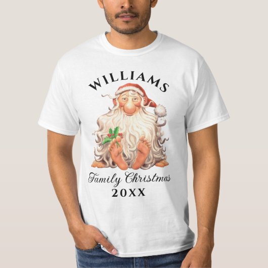 T-shirt Retro Père Noël Famille Noël avec nom et année (Devant)