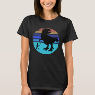 T-shirt Retro Petite Fille Marcher Son Animal Tyrannosauru