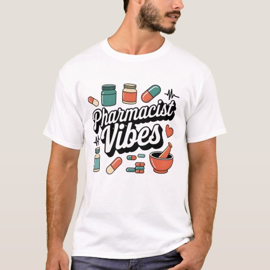T-shirt Retro Pharmacist Vibes Pharmacy Worker Medical Des (Devant)