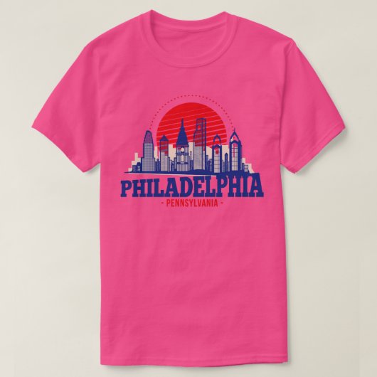 T-shirt Retro Philadelphia Pennsylvania Skyline (Design devant)
