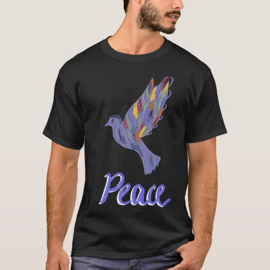 T-shirt Retro Pigeon Paix Amour Et Art (Devant)