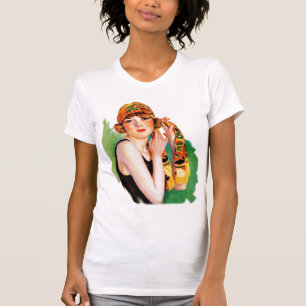 T-shirt Rétro Pin vintage de fille d'aileron des femmes