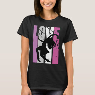 T-shirt Retro Pink Live Love Danse Entraîneur Femme Annive