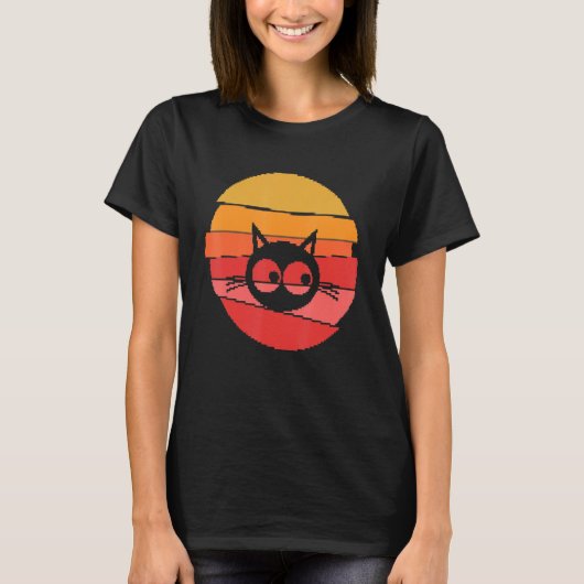 T-shirt Retro Pixel Art Chat Design Animal Friends Chat Lo (Devant)