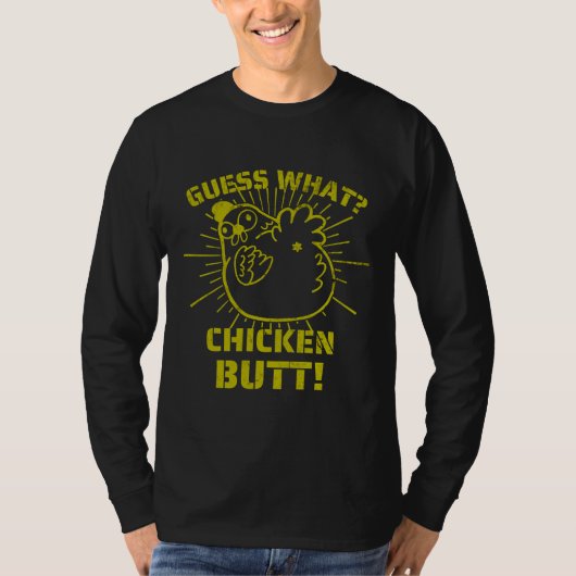 T-shirt Retro Plaisanteries es Devinez What Chicken Butt! (Devant)