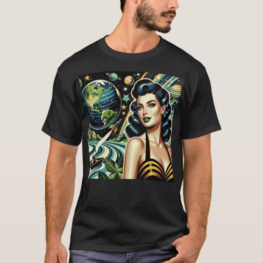 T-shirt Retro Planet Pin-Up  (Devant)