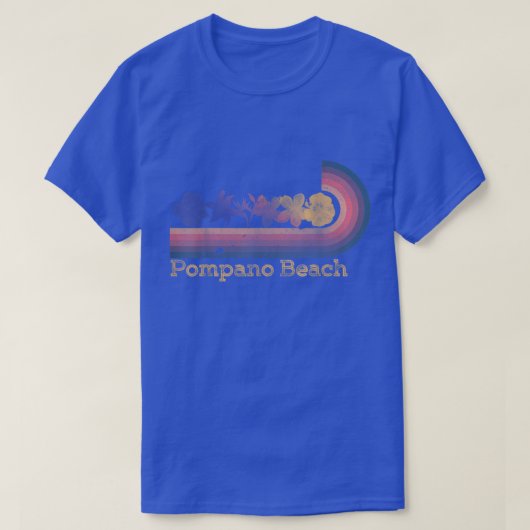 T-shirt Retro Pompano Beach Tropical Flowers 80s Style Sur (Design devant)