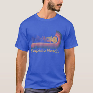 T-shirt Retro Pompano Beach Tropical Flowers 80s Style Sur