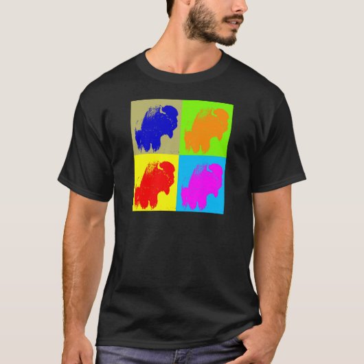 T-shirt Retro Pop Art Bison Buffalo (Devant)