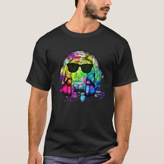 T-shirt Retro Pop Rat Portrait with Headphones (Devant)
