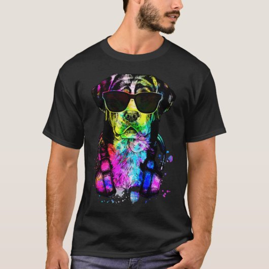 T-shirt Retro Pop Swissy Portrait de chien avec casque (Devant)