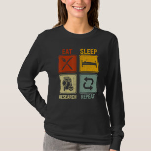 T-shirt Rétro pour chercheur Manger Sommeil Recherche Répé