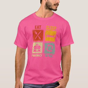 T-shirt Rétro Pour Le Pharmacien Mangez Le Sommeil Pharmac