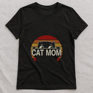 T-shirt rétro pour maman de chat mignon ; Chat sim