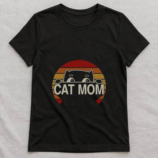 T-shirt rétro pour maman de chat mignon ; Chat sim