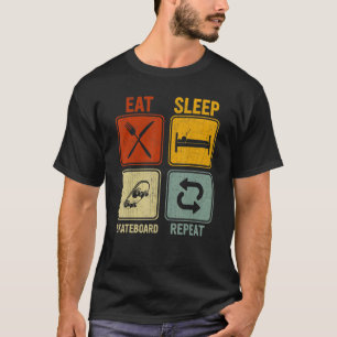 T-shirt Rétro Pour Skateboarder Manger Sleep Skateboard Ré