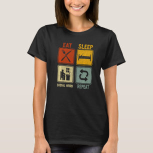 T-shirt Rétro Pour Travailleur Social Mangez Sleep Social