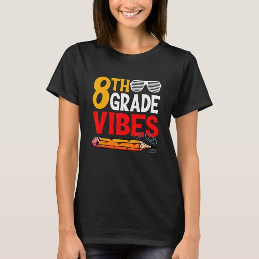 T-shirt Retro Premier Jour De L'École Vibes De 8E Année Re (Devant)