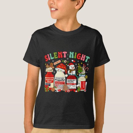 T-shirt Retro Profol Silent Night Icu Nurses Funny Merry C (Devant)