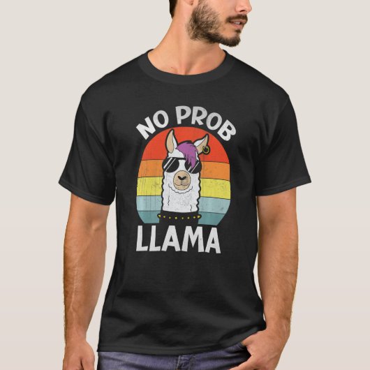 T-shirt Retro Punk No Prob Llama Pas De Problème Lamaste L (Devant)