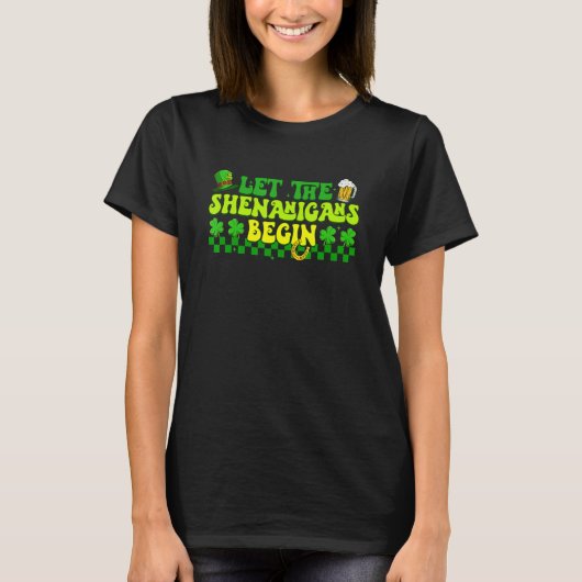 T-shirt Rétro Que les Shenanigans Commencent Trèfles Saint (Devant)