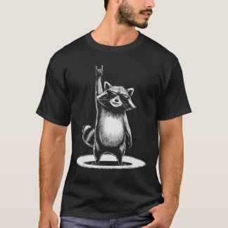 T-shirt Retro Raccoon Rock Music Cadeau Hommes Enfants Fem