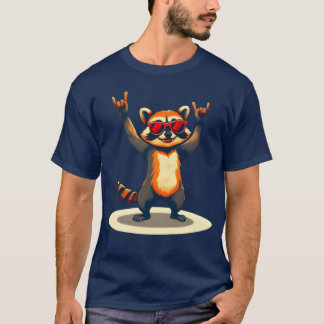 T-shirt Retro Raccoon Rock Music Funny Raccoon Rockrash vi