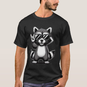 T-shirt Retro Raccoon Rock Music Idée Hommes Enfants Femme