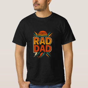 T-shirt Retro Rad Papa - Vintage Sunset Lightning Bolt Des