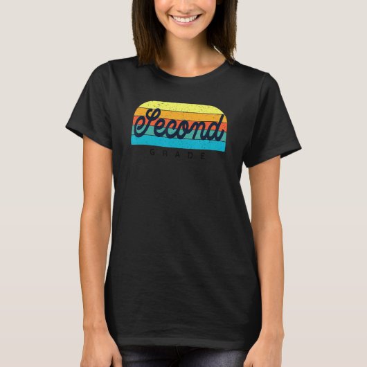 T-shirt Retro Rainbow Enseignant 2e année de 2e année de c (Devant)