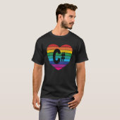 T-shirt Retro Rainbow Heart C Coding Langue (Devant entier)