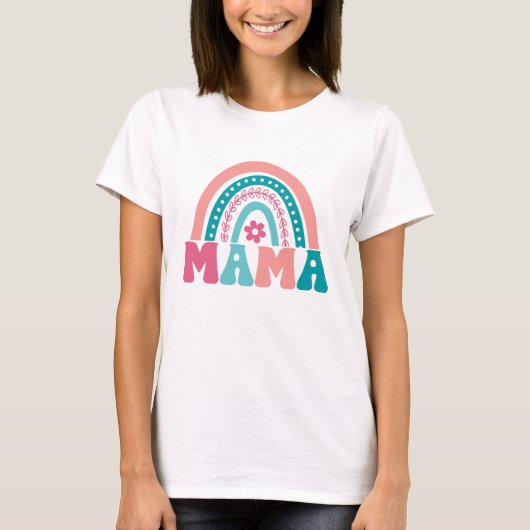 T-shirt Retro Rainbow Mama (Devant)