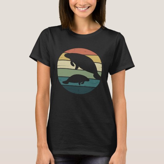 T-shirt Rétro Rainbow Manatees pour la Floride Manatee (Devant)