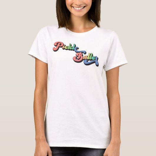 T-shirt Retro Rainbow Pickleballer Funny pickleball (Devant)