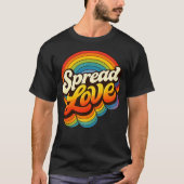T-shirt Retro Rainbow Spread Love Cute Typography Design (Devant)