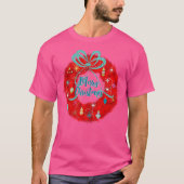 T-shirt Rétro Red Christmas Wreath (Devant)