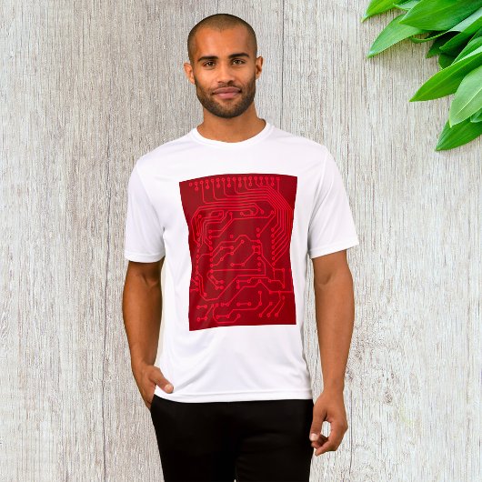 T-shirt Retro Red Circuit Board Tech Pattern