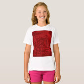 T-shirt Retro Red Circuit Board Tech Pattern (Devant entier)