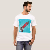 T-shirt Retro Red Rocket Ship in Space Galactic (Devant entier)