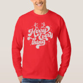 T-shirt Retro Red White Merry tout Joyeux Noël (Devant)