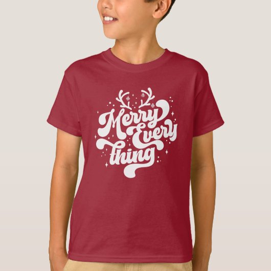 T-shirt Retro Red White Merry tout Joyeux Noël (Devant)