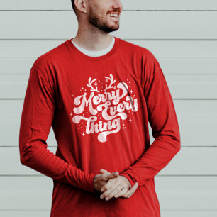 T-shirt Retro Red White Merry tout Joyeux Noël