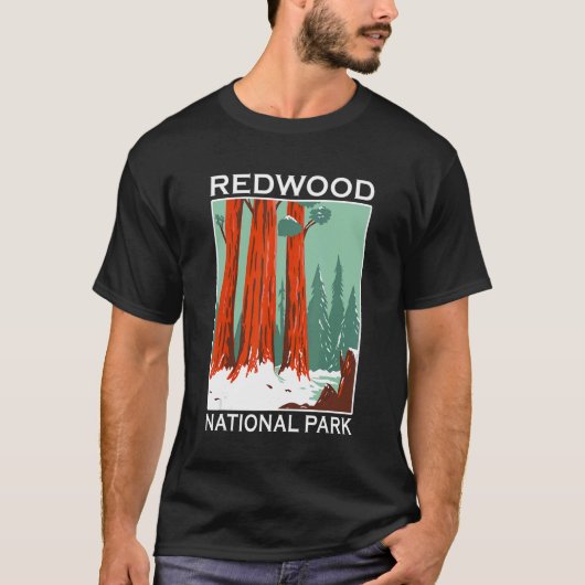 T-shirt Retro Redwood National Park Outdoor Camping Souven (Devant)