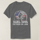 T-shirt Retro Reel Cool FatherInLaw, Fishing USA Flag, Fat (Design devant)