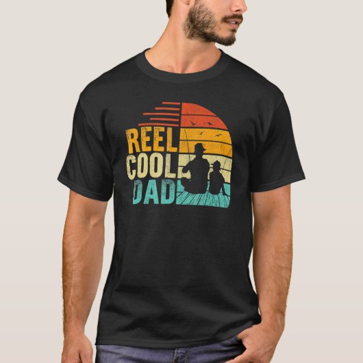 T-shirt Retro Reel Cool Papa Fishing Papa Joke Fisherman F (Devant)
