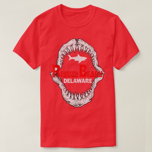 T-shirt Retro Rehoboth Beach Delaware dents de requin Vint (Design devant)
