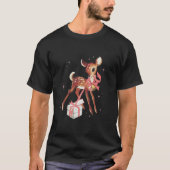 T-shirt Retro Reindeer Boeuf Cerf Coquette Rose Bow Matchi (Devant)